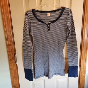 Striped Henley cotton thermal